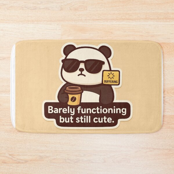 Item preview, Barely Functioning but Still Cute | Funny Panda Coffee Quote designed and sold by Still Breathing Studio.