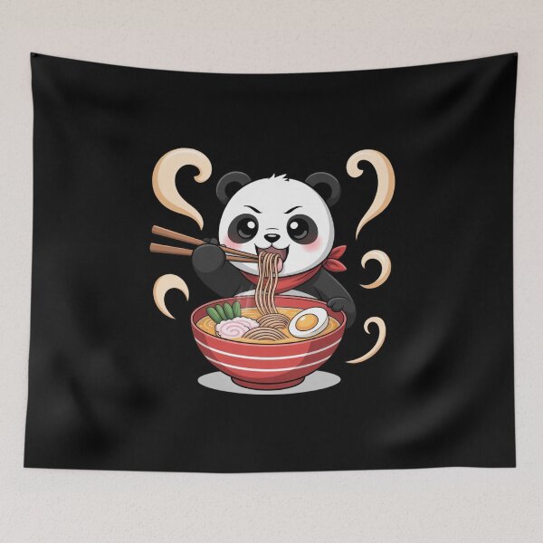 Item preview, Chibi Panda with Ramen Bowl | Cute Kawaii Anime Food Design designed and sold by ColorSplash123.