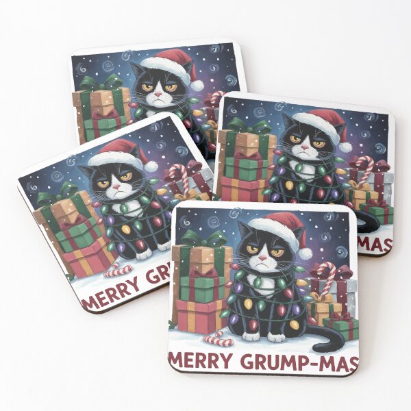 Item preview, Merry Grump-mas Cat Holiday Illustration designed and sold by BANKACEM.STORE.