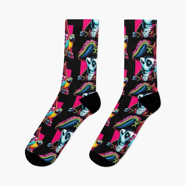 Item preview, Neon Pirate Lemur & Parrot – Tropical Adventure Vibes designed and sold by Dogandesighn.