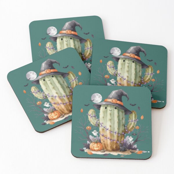 Item preview, Spooky Cute Halloween Cactus - Witch Hat & Pumpkins designed and sold by Syrupulse.