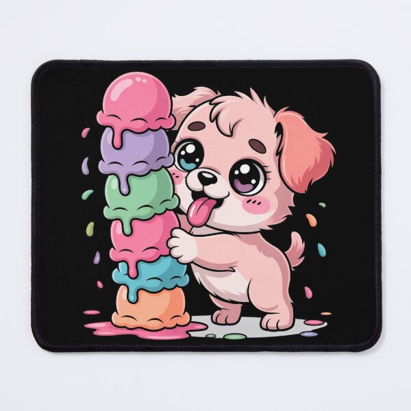 Item preview, Chibi Dog with Ice Cream Tower | Cute Kawaii Puppy Dessert Art designed and sold by ColorSplash123.