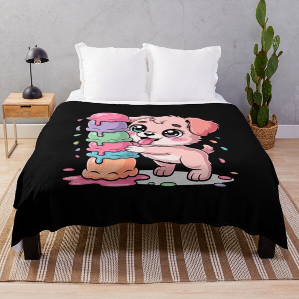 Item preview, Chibi Dog with Ice Cream Tower | Cute Kawaii Puppy Dessert Art designed and sold by ColorSplash123.