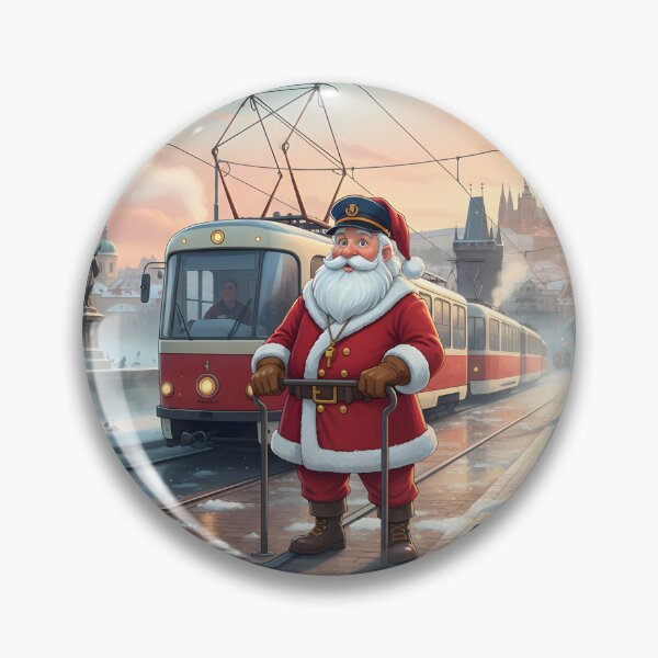 Item preview, Santa Conductor Prague Tram at Charles Bridge – Cinematic Cartoon designed and sold by FixwellStudio.