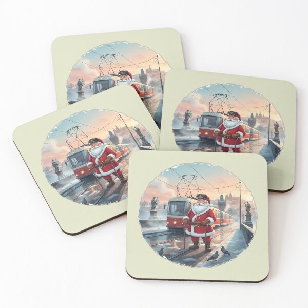 Item preview, Santa Conductor Prague Tram at Charles Bridge – Cinematic Cartoon designed and sold by FixwellStudio.