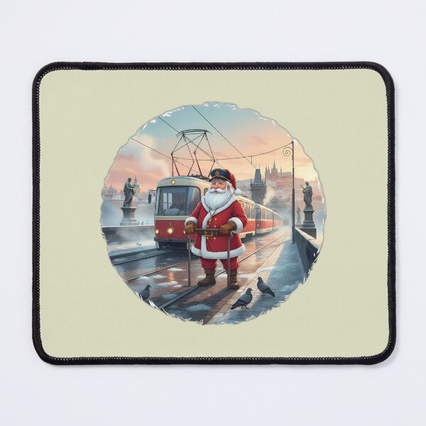 Item preview, Santa Conductor Prague Tram at Charles Bridge – Cinematic Cartoon designed and sold by FixwellStudio.