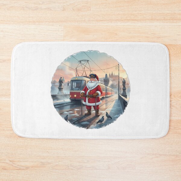 Item preview, Santa Conductor Prague Tram at Charles Bridge – Cinematic Cartoon designed and sold by FixwellStudio.