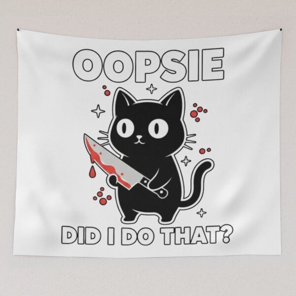 Item preview, Oopsie Did I Do That Funny Murderous Black Cat With Knife designed and sold by Cellara91.