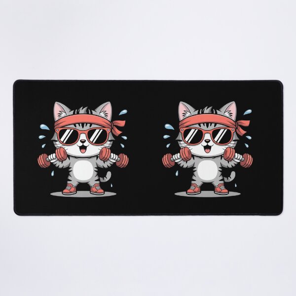 Item preview, Chibi Cat Lifting Dumbbells | Cute Kawaii Gym Cat Art designed and sold by ColorSplash123.