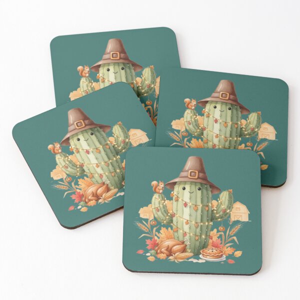 Item preview, Happy Thanksgiving Cactus - Pilgrim Hat & Fall Harvest designed and sold by Syrupulse.