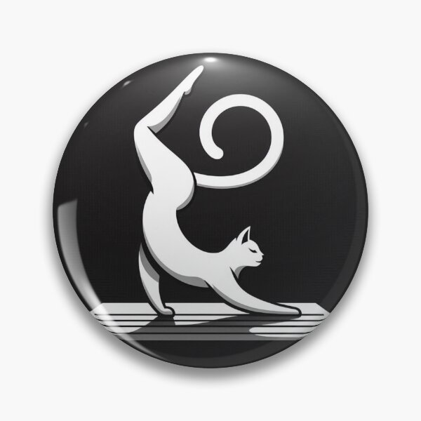 Item preview, "Zen Cat Yoga Pose – Minimalist White Feline on Black" designed and sold by Dogandesighn.