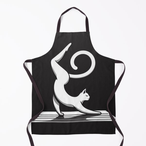 Item preview, "Zen Cat Yoga Pose – Minimalist White Feline on Black" designed and sold by Dogandesighn.