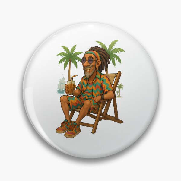Item preview, Rastaman on a Beach Chair – Colorful Chill Under the Palms designed and sold by Les-Ink-Studio.
