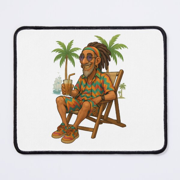Item preview, Rastaman on a Beach Chair – Colorful Chill Under the Palms designed and sold by Les-Ink-Studio.