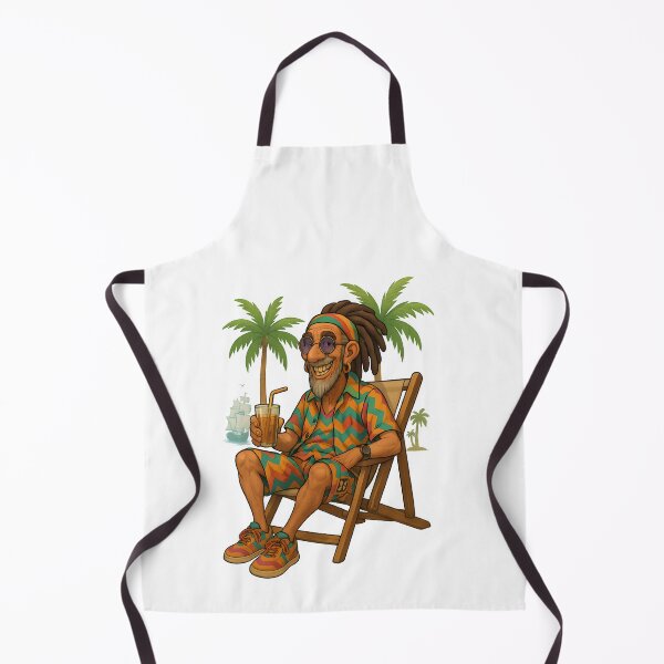 Artikelvorschau, Rastaman auf einem Strandstuhl – Farbenfrohe Entspannung unter Palmen entworfen und verkauft von Les-Ink-Studio.