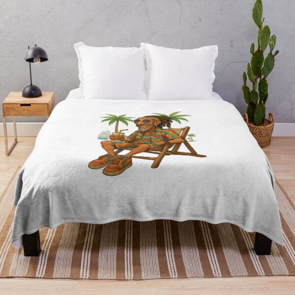 Item preview, Rastaman on a Beach Chair – Colorful Chill Under the Palms designed and sold by Les-Ink-Studio.