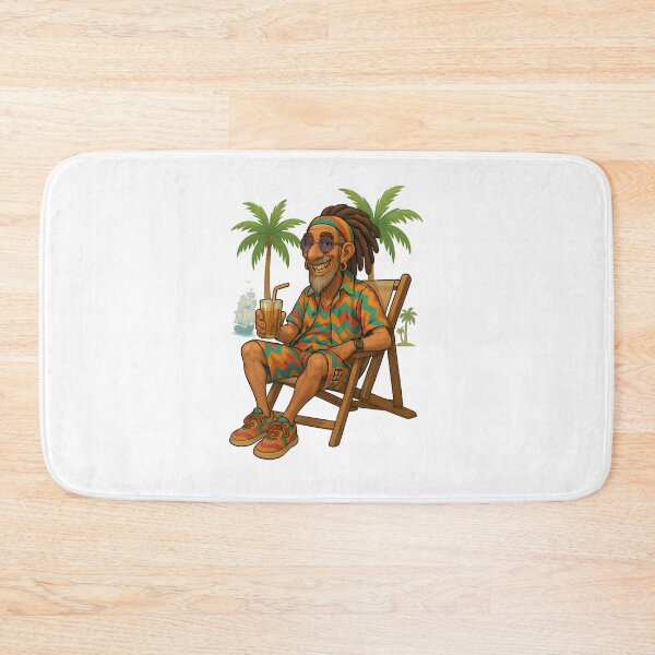 Item preview, Rastaman on a Beach Chair – Colorful Chill Under the Palms designed and sold by Les-Ink-Studio.