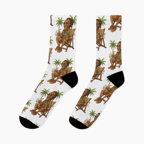 Item preview, Rastaman on a Beach Chair – Colorful Chill Under the Palms designed and sold by Les-Ink-Studio.