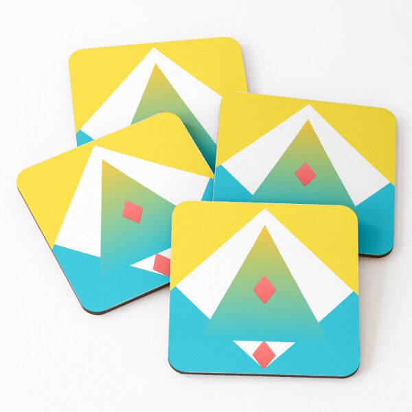 Item preview, Vibrant Geometric Abstract Art Print - Yellow Green Blue Gradient Triangles with Red Diamond Accents designed and sold by Faali950.