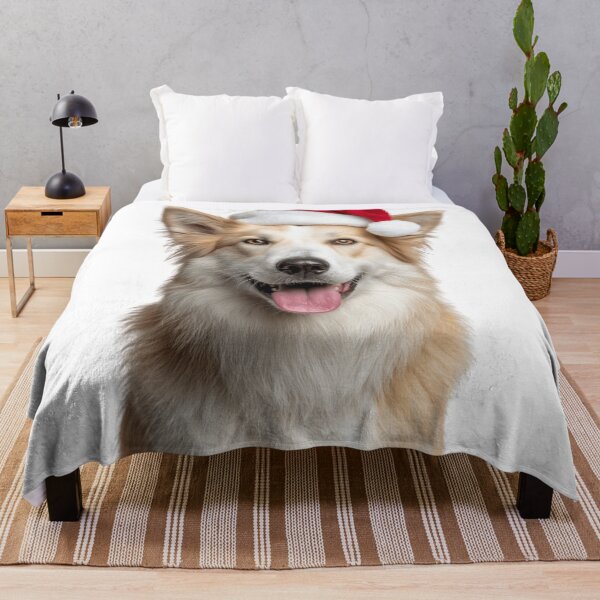 Item preview, Cute Icelandic Sheepdog Christmas Art — Icelandic Sheepdog Wearing Santa Hat designed and sold by LazyOwlStore.