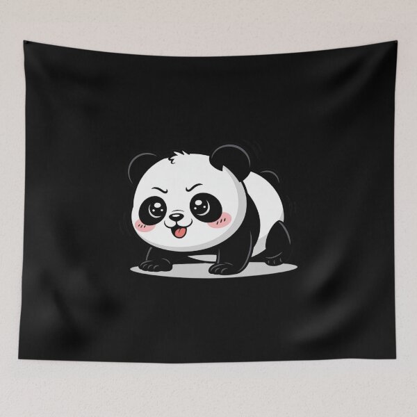 Item preview, Chibi Panda Doing Push-Ups | Funny Kawaii Gym Panda Art designed and sold by ColorSplash123.