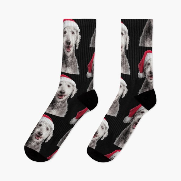 Item preview, Cute Bedlington Terrier Christmas Art — Bedlington Terrier Wearing Santa Hat designed and sold by LazyOwlStore.