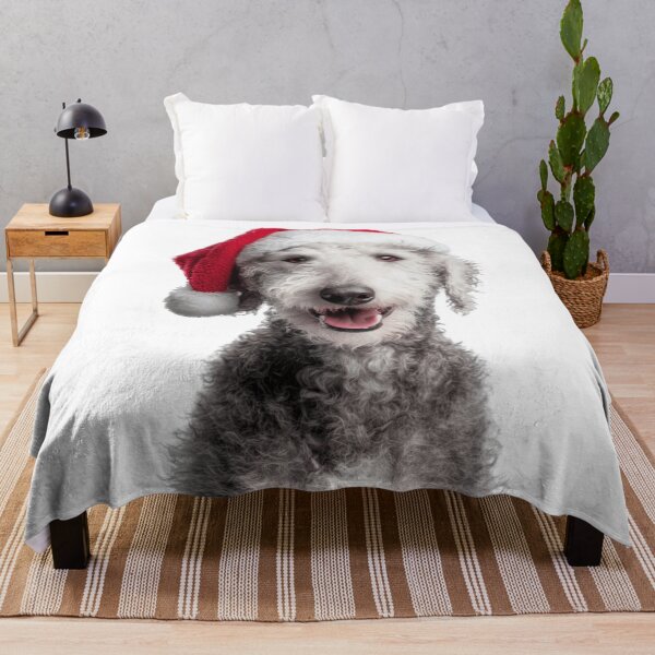 Item preview, Cute Bedlington Terrier Christmas Art — Bedlington Terrier Wearing Santa Hat designed and sold by LazyOwlStore.