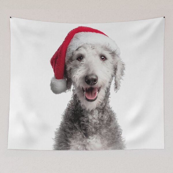 Item preview, Cute Bedlington Terrier Christmas Art — Bedlington Terrier Wearing Santa Hat designed and sold by LazyOwlStore.