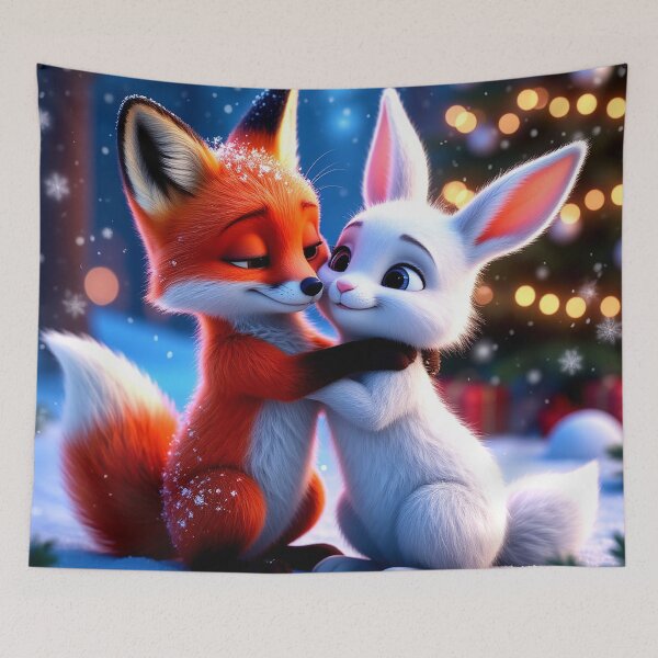 Item preview, Winter Hugs – Fox and Bunny Christmas Love designed and sold by AmetistLight.