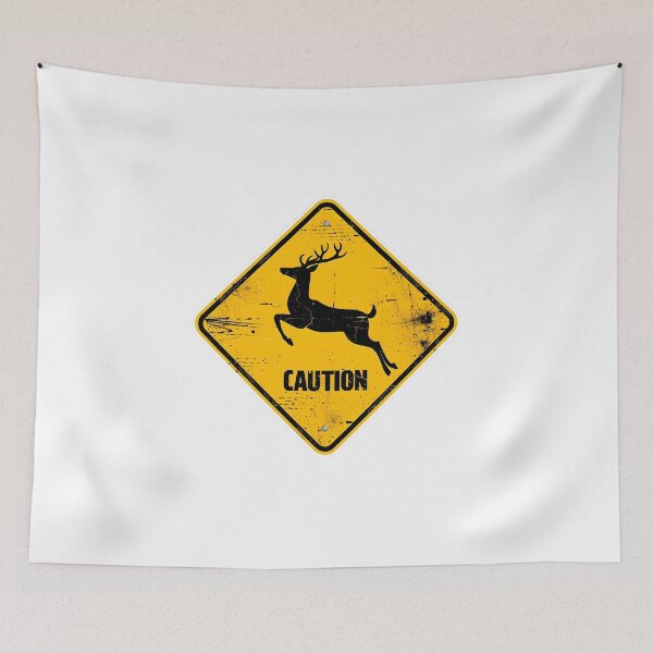 Item preview, Suicidal Deer Funny Warning Sign designed and sold by xMErCUrY03x.