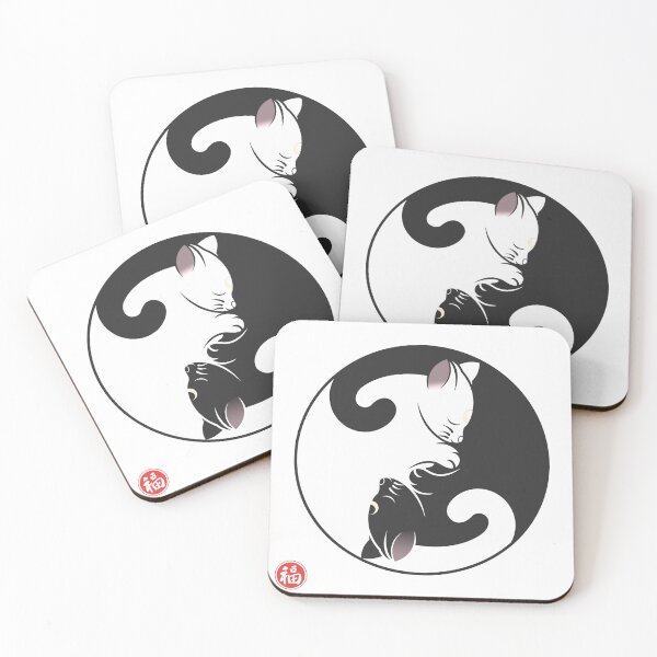 Item preview, Yin Yang Cats with Japanese Fortune Seal designed and sold by Naturich.