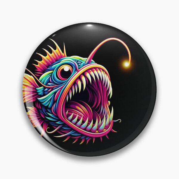 Item preview, Anglerfish art colorful neon designed and sold by BeebooDesign.