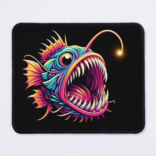 Item preview, Anglerfish art colorful neon designed and sold by BeebooDesign.