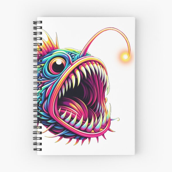 Item preview, Anglerfish art colorful neon designed and sold by BeebooDesign.