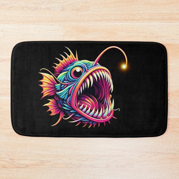 Item preview, Anglerfish art colorful neon designed and sold by BeebooDesign.