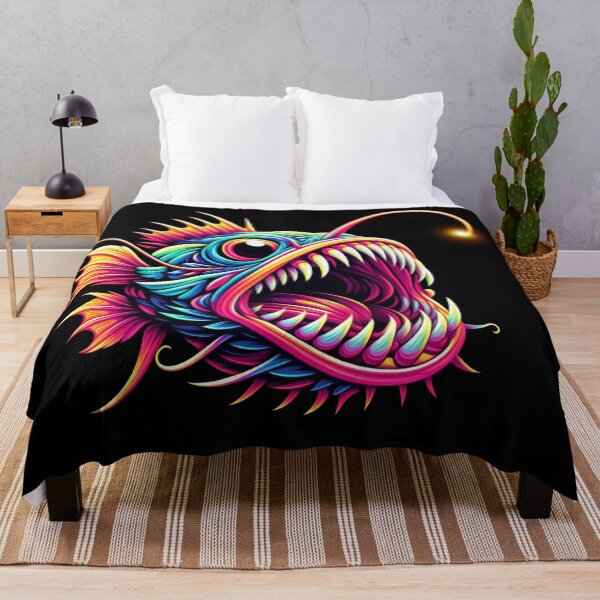 Item preview, Anglerfish art colorful neon designed and sold by BeebooDesign.