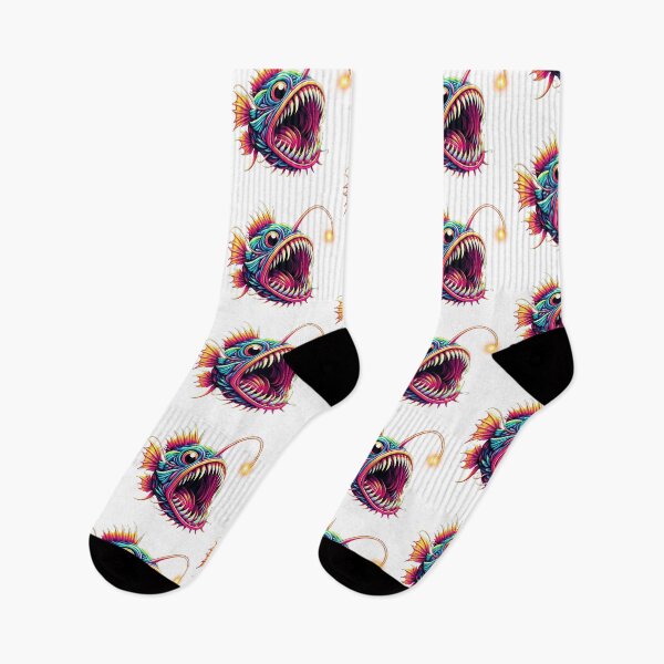 Item preview, Anglerfish art colorful neon designed and sold by BeebooDesign.