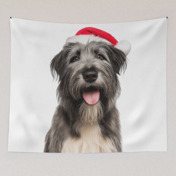 Item preview, Cute Briard dog Christmas Art — Briard dog Wearing Santa Hat designed and sold by LazyOwlStore.