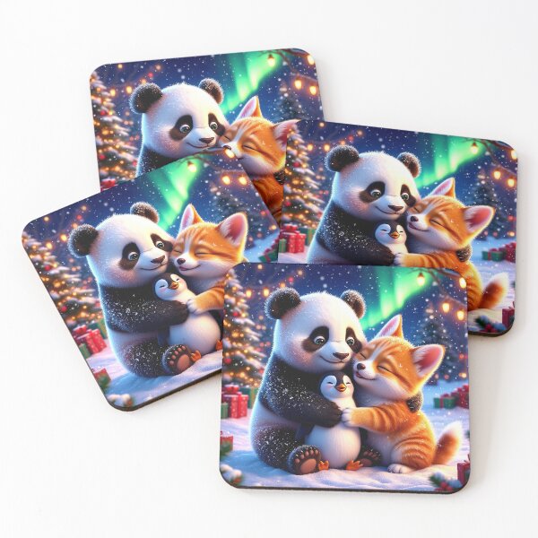 Item preview, Winter Hugs – Panda, Fox and Penguin Christmas Cuddle designed and sold by AmetistLight.