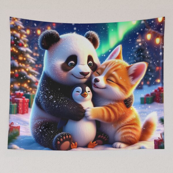 Item preview, Winter Hugs – Panda, Fox and Penguin Christmas Cuddle designed and sold by AmetistLight.
