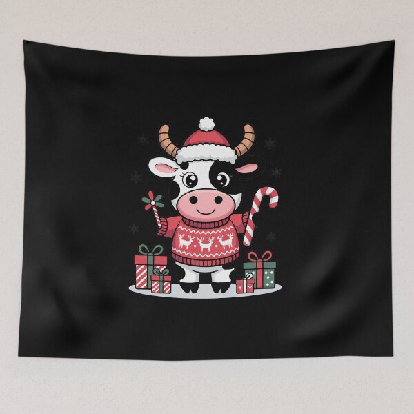 Item preview, Christmas Cow | Cute Chibi Kawaii Holiday Cow Art designed and sold by ColorSplash123.