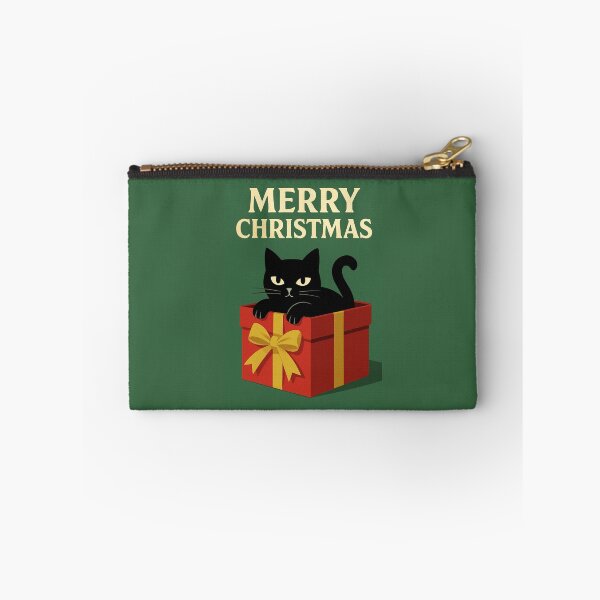 Item preview, MERRY CHRISTMAS. BLACK CAT PEEKING OUT OF A GIFT BOX designed and sold by NomadicNatureCo.