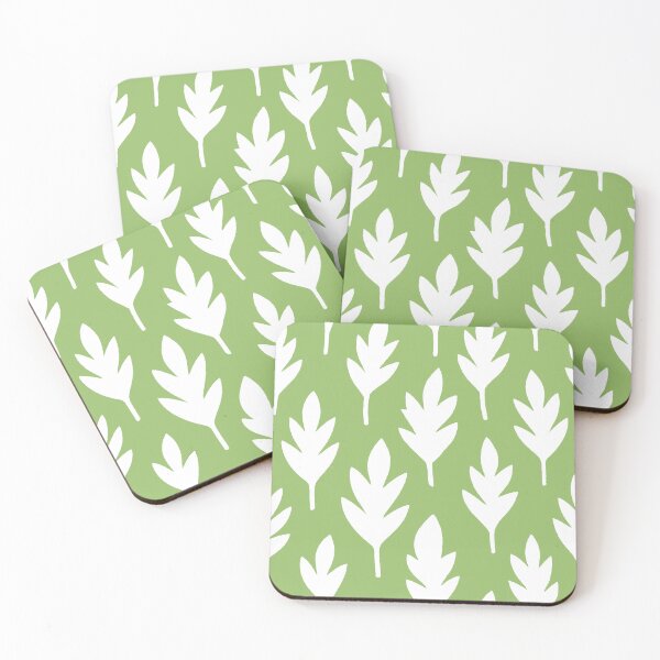 Item preview, White leaves on a light green background designed and sold by Alex  Blud.