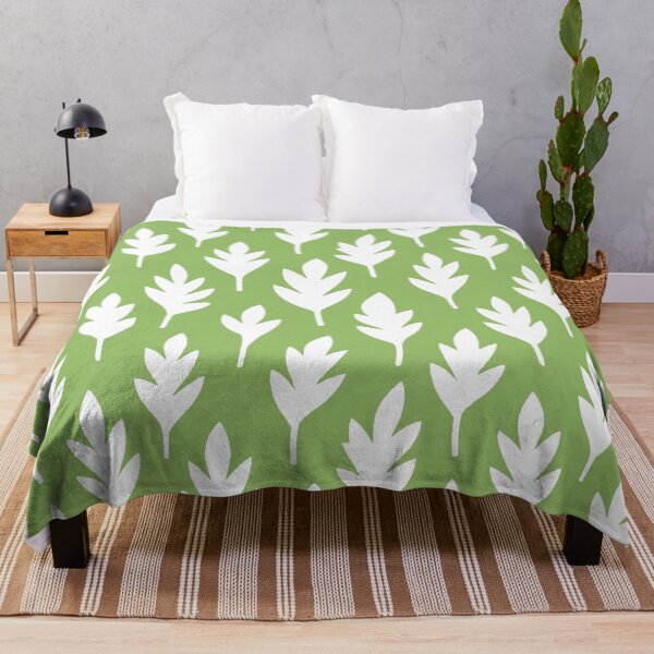 Item preview, White leaves on a light green background designed and sold by Alex  Blud.