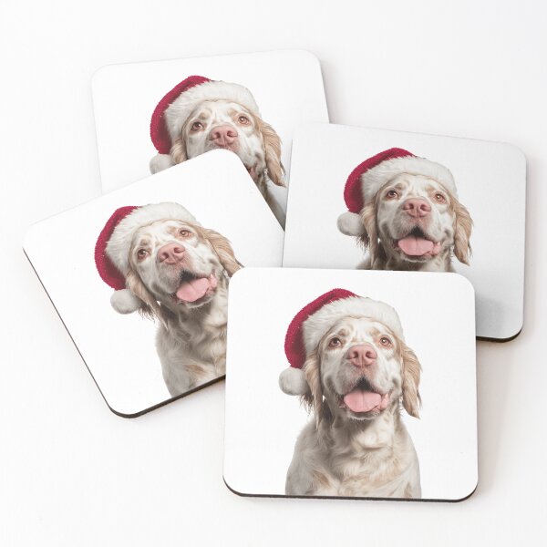 Item preview, Cute Clumber Spaniel Christmas Art — Clumber Spaniel Wearing Santa Hat designed and sold by LazyOwlStore.