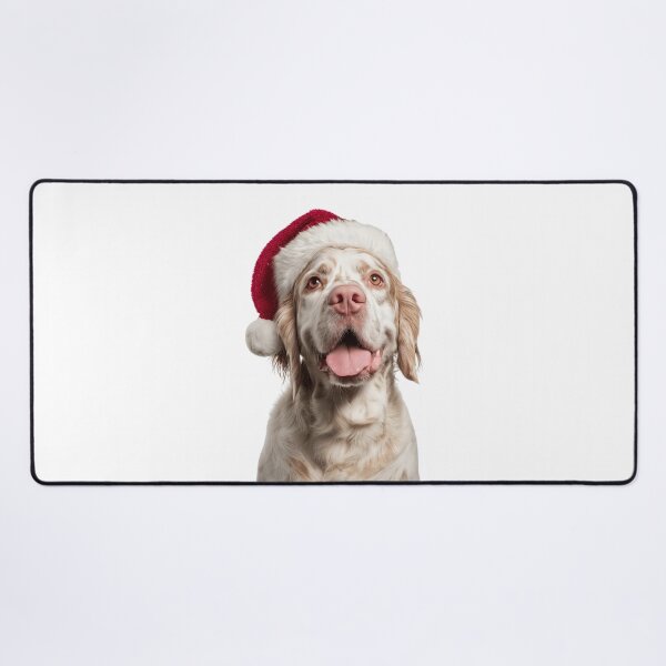 Item preview, Cute Clumber Spaniel Christmas Art — Clumber Spaniel Wearing Santa Hat designed and sold by LazyOwlStore.