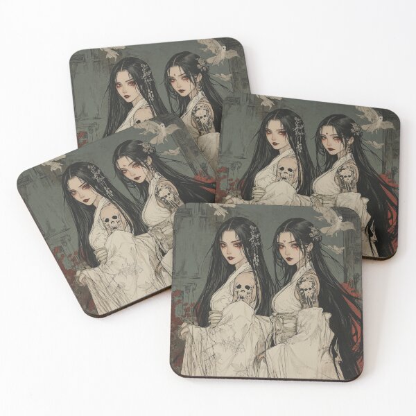 Item preview, Dark twin ghosts, Gothic anime art in vintage style with a mystical atmosphere designed and sold by Mauswohn.