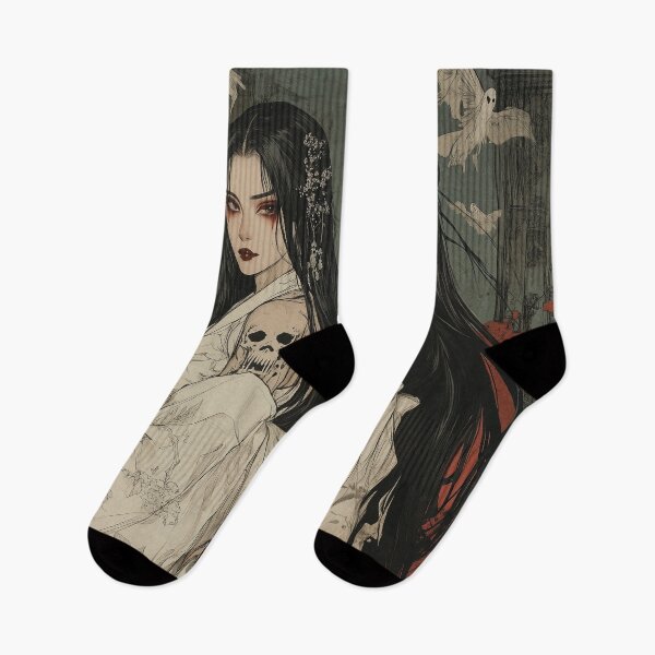Item preview, Dark twin ghosts, Gothic anime art in vintage style with a mystical atmosphere designed and sold by Mauswohn.
