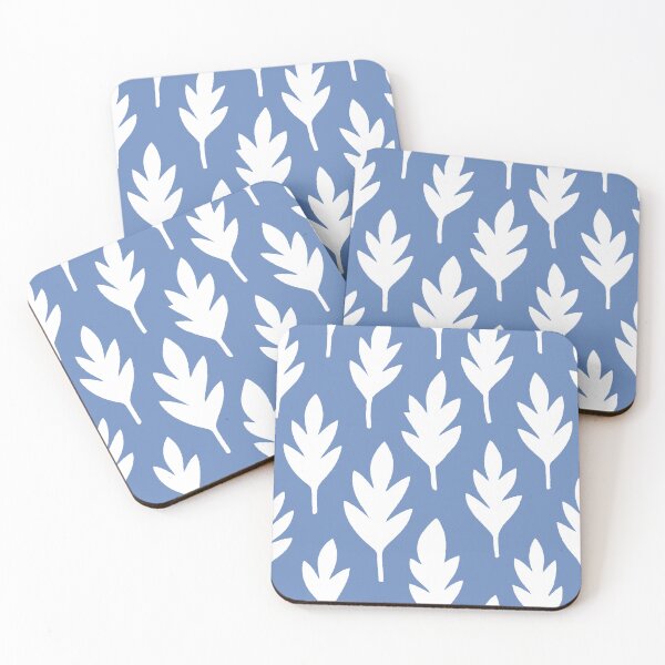 Item preview, White leaves on a light blue background designed and sold by Alex  Blud.