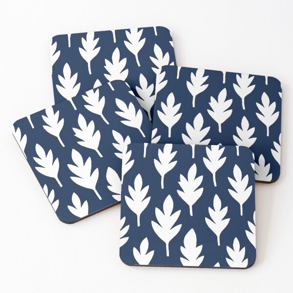 Item preview, White leaves on a dark blue background designed and sold by Alex  Blud.